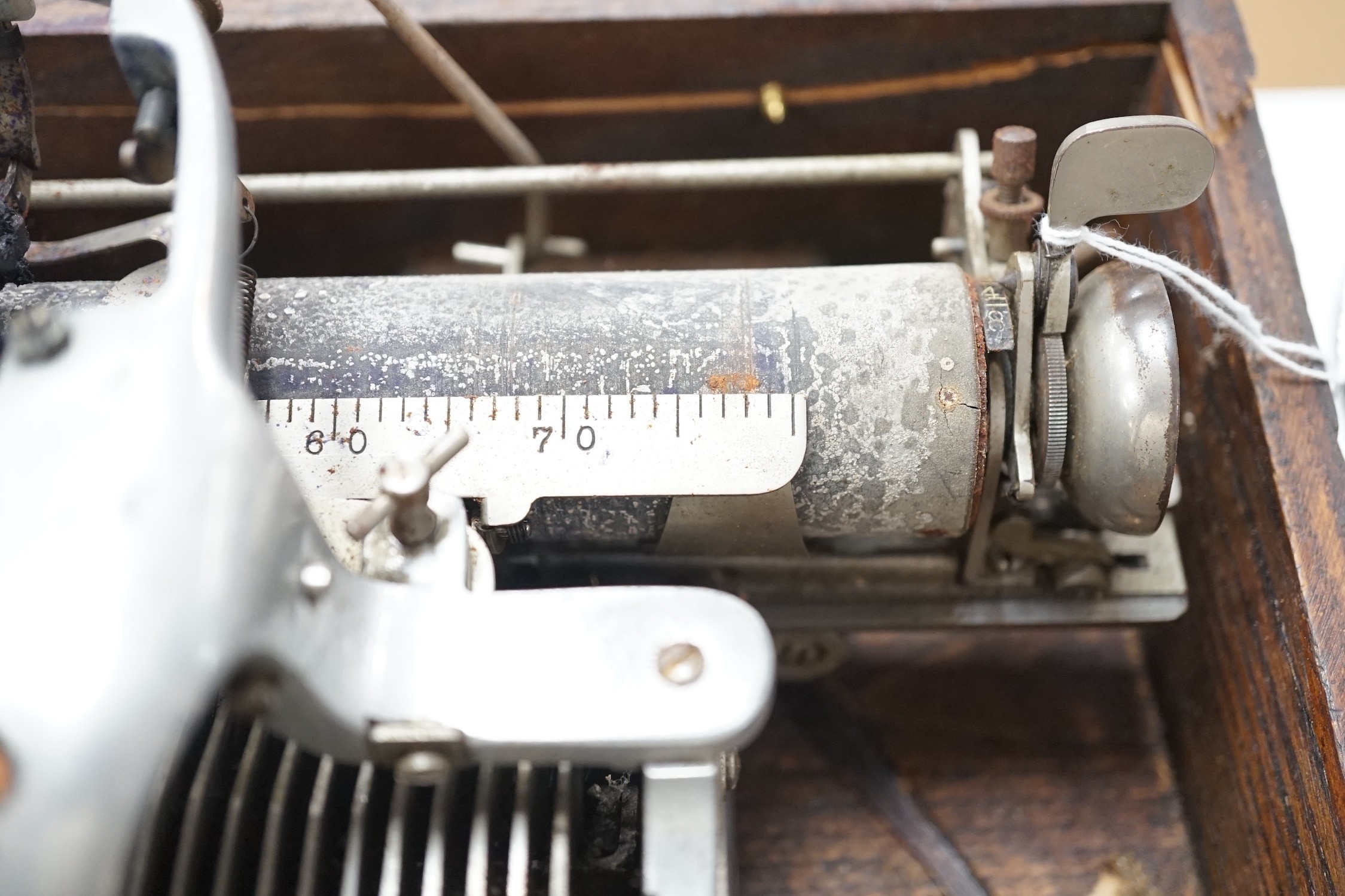 A Blickensderfer typewriter in fitted wooden case